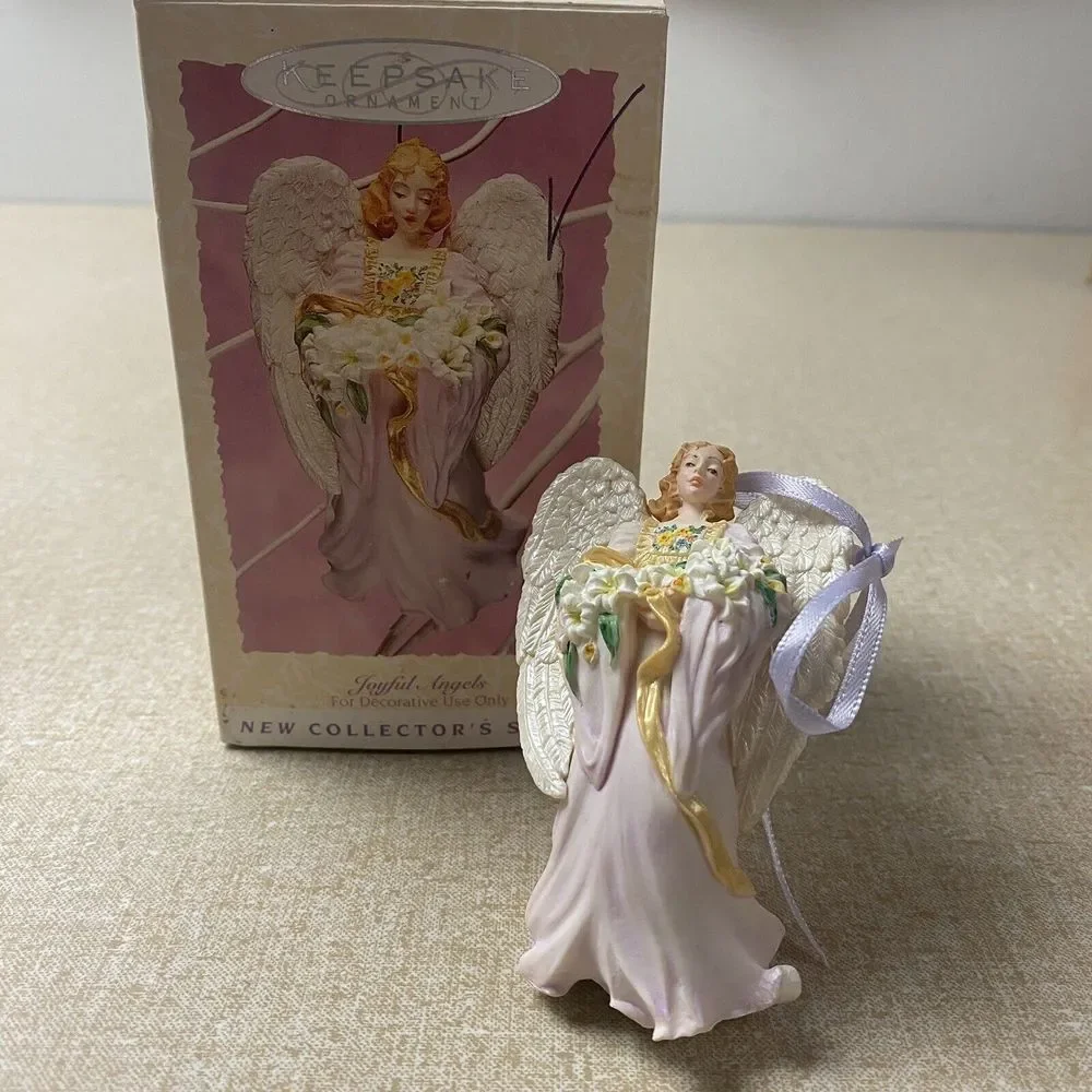 1996 Hallmark Keepsake Christmas Ornament Joyful Angels Flower Easter Collection